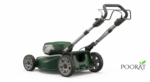 Poorat Cordless Electric Lawn Mower with Rechargeable Battery System, Adjustable Cutting Height & Easy Push Design for Home Gardens and Outdoor Lawn Maintenance