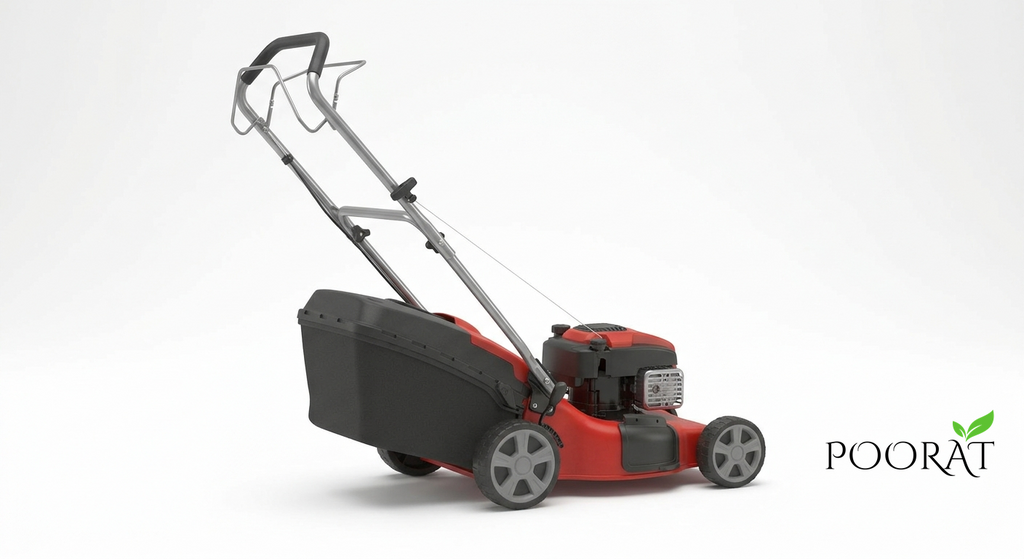 Poorat Petrol Lawnmower with Adjustable Handle for Clean and Even Grass Cutting